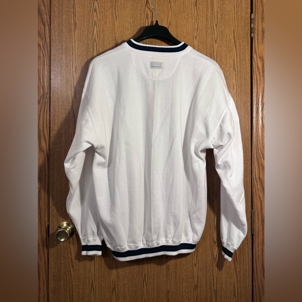 Vtg 90s Notre Dame Embroidered V-Neck Varsity Sweater by Gear For Sports - Picture 7 of 8